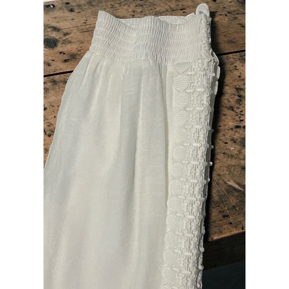 Krazy Kat Pants Women’s M White Boho Lined Pull On Wide Leg Lace Trim 30x30 - Picture 4 of 5